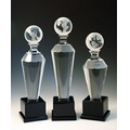 11" World Globe Optical Crystal Award w/ Square Base